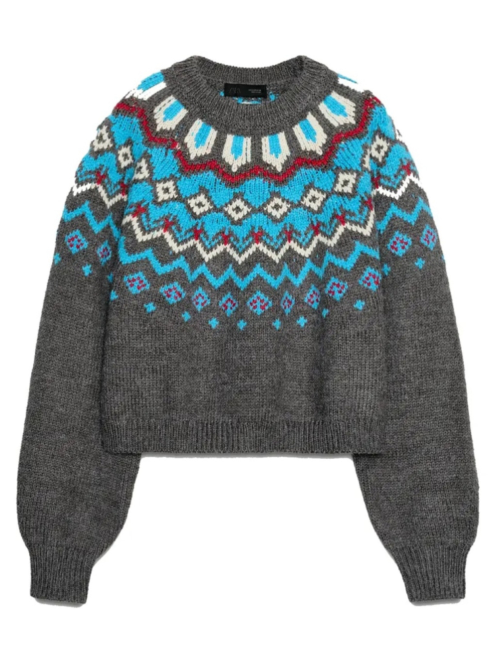 NWOT ZARA ZW collection Fair Isle Jacquard Knit Sweater Size M